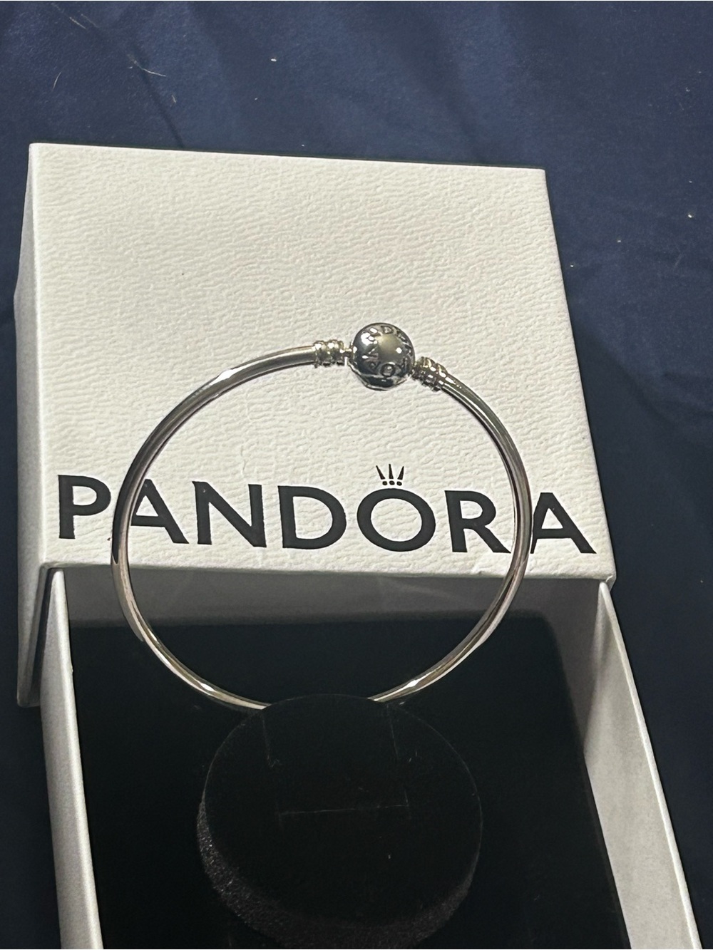 Pandora Silver Bangle Bracelet with Signature Round Clasp